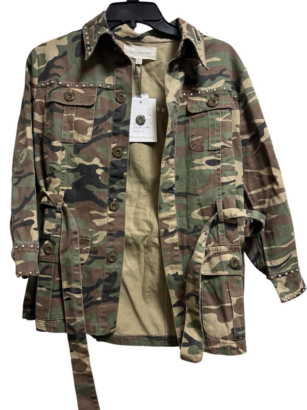 Dance & Marvel Women's Camouflage Utility Jacket with Stud Details